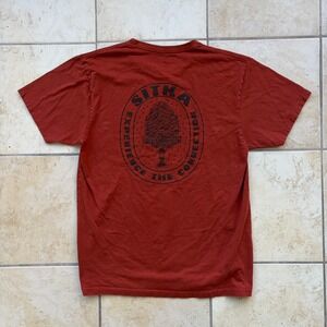 Sitka Gear T Shirt Men's Large Brick Red Pima Cotton Graphic Logo Short Sleeve